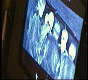Thermal image of 6 men, as viewed on screen